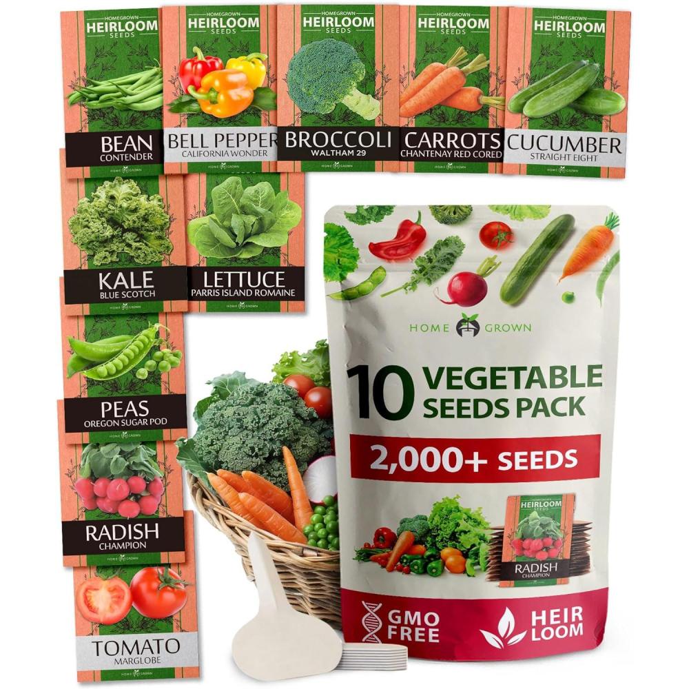 imageHOME GROWN 10 Herb Seeds for Planting 3000 NonGMO Heirloom Seeds  Extra Large Variety Pack Herb Kit  Indoor Outdoor ampamp Hydroponic  Culinary Seed Set  Grow Your Own Herbs  Gift for Beginners10Pack Veggies