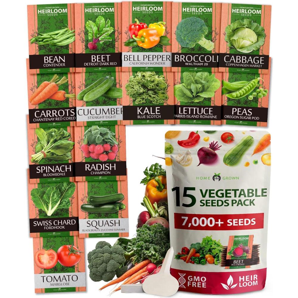 imageHOME GROWN 10 Herb Seeds for Planting 3000 NonGMO Heirloom Seeds  Extra Large Variety Pack Herb Kit  Indoor Outdoor ampamp Hydroponic  Culinary Seed Set  Grow Your Own Herbs  Gift for Beginners15Pack Veggies
