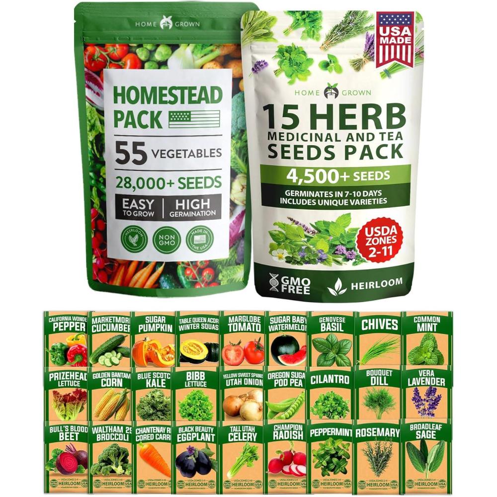 imageHOME GROWN 10 Herb Seeds for Planting 3000 NonGMO Heirloom Seeds  Extra Large Variety Pack Herb Kit  Indoor Outdoor ampamp Hydroponic  Culinary Seed Set  Grow Your Own Herbs  Gift for Beginners70Pack