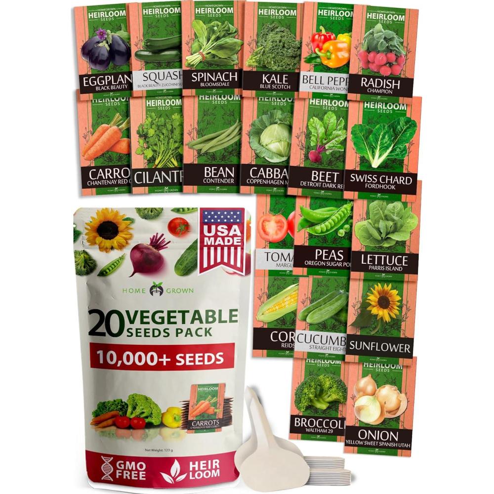 imageHOME GROWN 10 Herb Seeds for Planting 3000 NonGMO Heirloom Seeds  Extra Large Variety Pack Herb Kit  Indoor Outdoor ampamp Hydroponic  Culinary Seed Set  Grow Your Own Herbs  Gift for Beginners20Pack Veggies