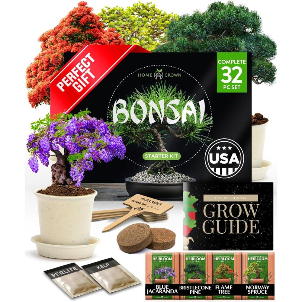 imageHOME GROWN Bonsai Tree Kit  6 Heirloom Varieties with Unique Pots  DIY Bonsai Starter Kit for Adults ampamp Beginners  Christmas Gift for Men Women Gardeners Plant Lovers  Indoor Growing KitBonsai Garden Kit