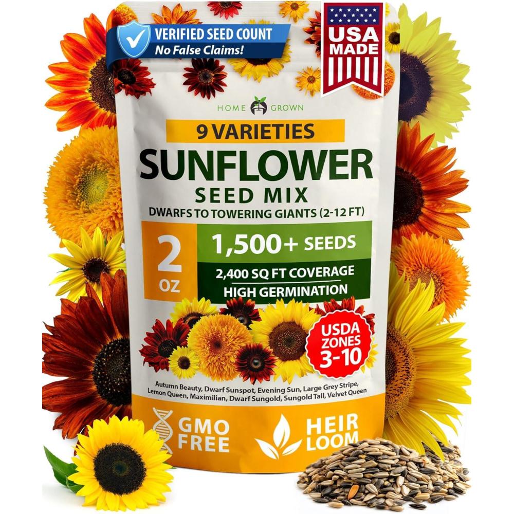 imageHOME GROWN German Chamomile Seed Pack 2280 Non GMO Heirloom Seeds for Planting for Sustainable Gardens and Soothing Medicinal Herbal Teas Matricaria chamomillaSunflower