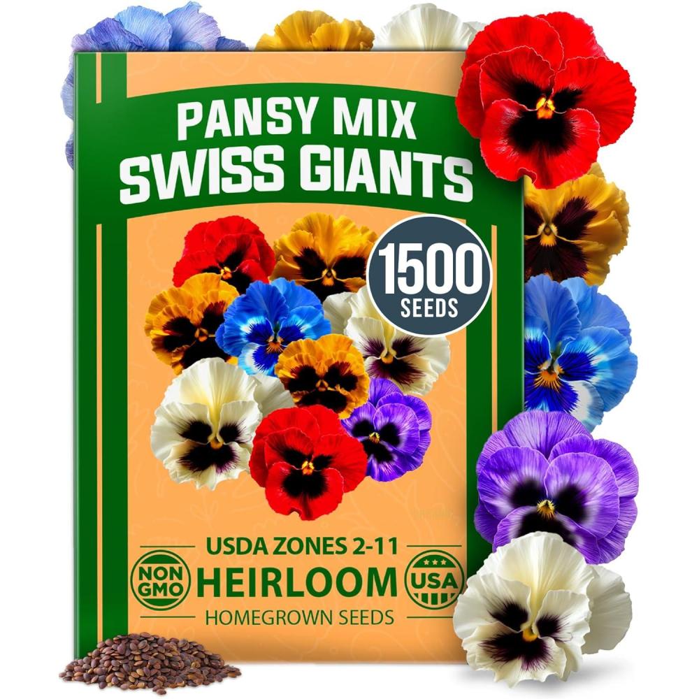 imageHOME GROWN German Chamomile Seed Pack 2280 Non GMO Heirloom Seeds for Planting for Sustainable Gardens and Soothing Medicinal Herbal Teas Matricaria chamomillaPansy Swiss Giants