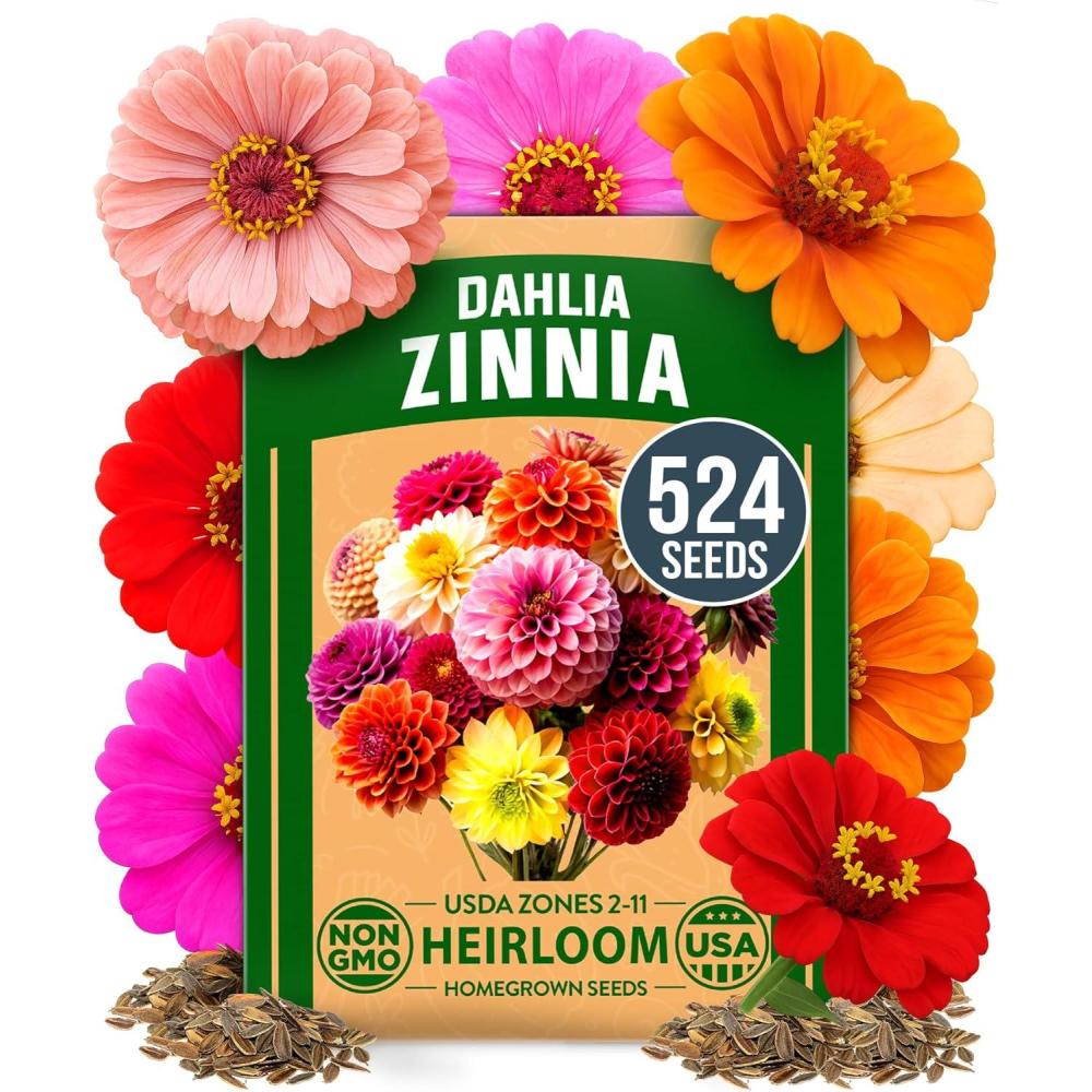 imageHOME GROWN German Chamomile Seed Pack 2280 Non GMO Heirloom Seeds for Planting for Sustainable Gardens and Soothing Medicinal Herbal Teas Matricaria chamomillaZinnia Dahlia