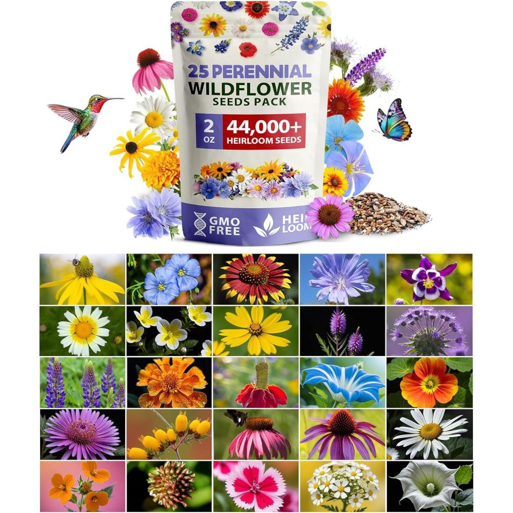 imageHOME GROWN Wildflower Seeds Mix 49100 2oz Bulk Mix 21 Varieties Wild Flower Bee and Butterfly Garden Pack Native Annual Flowers for Planting for Your Garden19 Varieties Perennial 2 oz