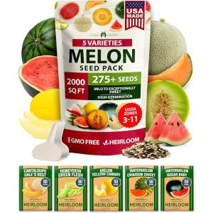 HOME GROWN 10 Herb Seeds for Planting 3,000+ Non-GMO Heirloom Seeds | Extra Large Variety Pack Herb Kit – Indoor Outdoor & Hydroponic | Culinary Seed Set | Grow Your Own Herbs | Gift for Beginners(5-Pack Melon)