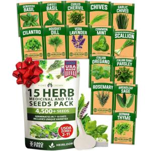 HOME GROWN 10 Herb Seeds for Planting 3,000+ Non-GMO Heirloom Seeds | Extra Large Variety Pack Herb Kit – Indoor Outdoor & Hydroponic | Culinary Seed Set | Grow Your Own Herbs | Gift for Beginners(15-Pack)