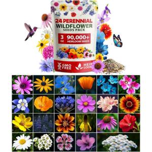 HOME GROWN 131,200+ Pure Wildflower Seeds 𝗨𝗦𝗔 – Premium Texas Flower Seeds [3 Oz] Perennial Garden Seeds for Birds & Butterflies – Wild Flowers Bulk Perennial: 22 Varieties Flower Seed for Planting(3 oz)