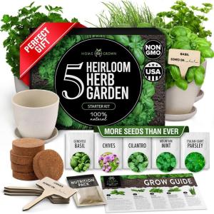 HOME GROWN Bonsai Tree Kit – 6 Heirloom Varieties with Unique Pots – DIY Bonsai Starter Kit for Adults & Beginners – Christmas Gift for Men Women Gardeners Plant Lovers – Indoor Growing Kit(Herb Garden Kit)