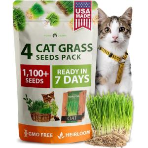 HOME GROWN Cat Grass Seed Mix – Non-GMO Oat, Alfalfa, Rye & Wheat Seeds for Cats | Indoor Pet Grass with Fast Germination | Digestive Aid, Hairball Relief & Safe Chew Alternative