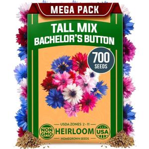 HOME GROWN German Chamomile Seed Pack 2,280 Non GMO Heirloom Seeds for Planting for Sustainable Gardens and Soothing Medicinal Herbal Teas (Matricaria chamomilla)(Bachelor’s Button Tall)
