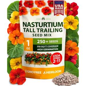 HOME GROWN German Chamomile Seed Pack 2,280 Non GMO Heirloom Seeds for Planting for Sustainable Gardens and Soothing Medicinal Herbal Teas (Matricaria chamomilla)(Nasturtium)