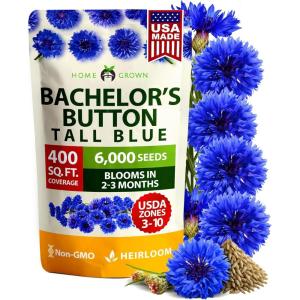 HOME GROWN German Chamomile Seed Pack 2,280 Non GMO Heirloom Seeds for Planting for Sustainable Gardens and Soothing Medicinal Herbal Teas (Matricaria chamomilla)(Bachelor Button)