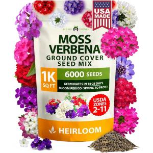 HOME GROWN German Chamomile Seed Pack 2,280 Non GMO Heirloom Seeds for Planting for Sustainable Gardens and Soothing Medicinal Herbal Teas (Matricaria chamomilla)(Moss Verbena Mix)