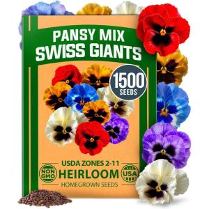 HOME GROWN German Chamomile Seed Pack 2,280 Non GMO Heirloom Seeds for Planting for Sustainable Gardens and Soothing Medicinal Herbal Teas (Matricaria chamomilla)(Pansy Swiss Giants)