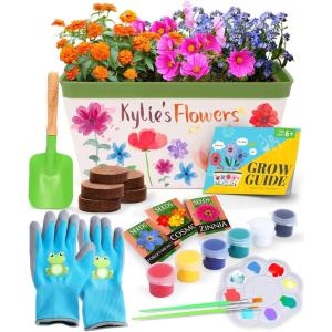 HOME GROWN Kids Paint & Grow Flower Gardening Kit Set for Boys and Girls – Craft Activity Toy Kits for Kids, Ages 5 6 7 8-12 Years Old – Unique Birthday Present – Plant Toys