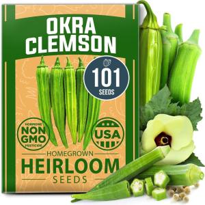 HOME GROWN Non GMO Luffa Seeds (Luffa aegyptiaca) 40 Heirloom Loofah Gourd Seeds for Planting High Germination Rate – Make Sponges or Harvest Young Loofahs for Eating(Okra)