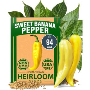 HOME GROWN Non GMO Luffa Seeds (Luffa aegyptiaca) 40 Heirloom Loofah Gourd Seeds for Planting High Germination Rate – Make Sponges or Harvest Young Loofahs for Eating(Banana Pepper)