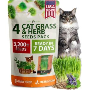 Home Grown 3200+ Indoor Cat Grass Refill – Non-GMO USA Grown Catnip, Oat & Alfalfa Seeds – Cat Grass Kit Replacement – Fast-Growing Pet Grasses for Cats’ Digestion & Hairball Relief