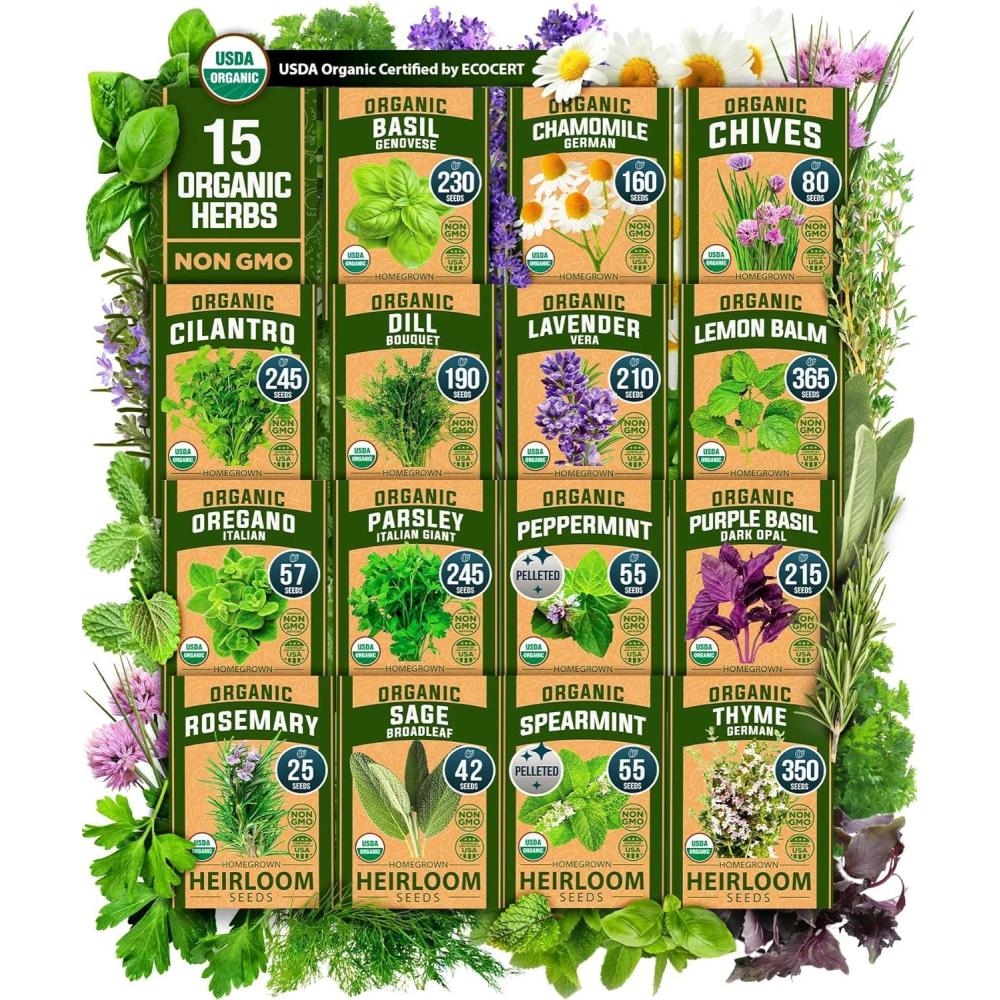 image:imageHOME GROWN Non GMO Genovese Basil Seeds Pack 1750 High Germination Heirloom Seeds Ocimum basilicum Herb Seeds for Planting Indoor amp Outdoor Gardening for Culinary UseMixed Herbs