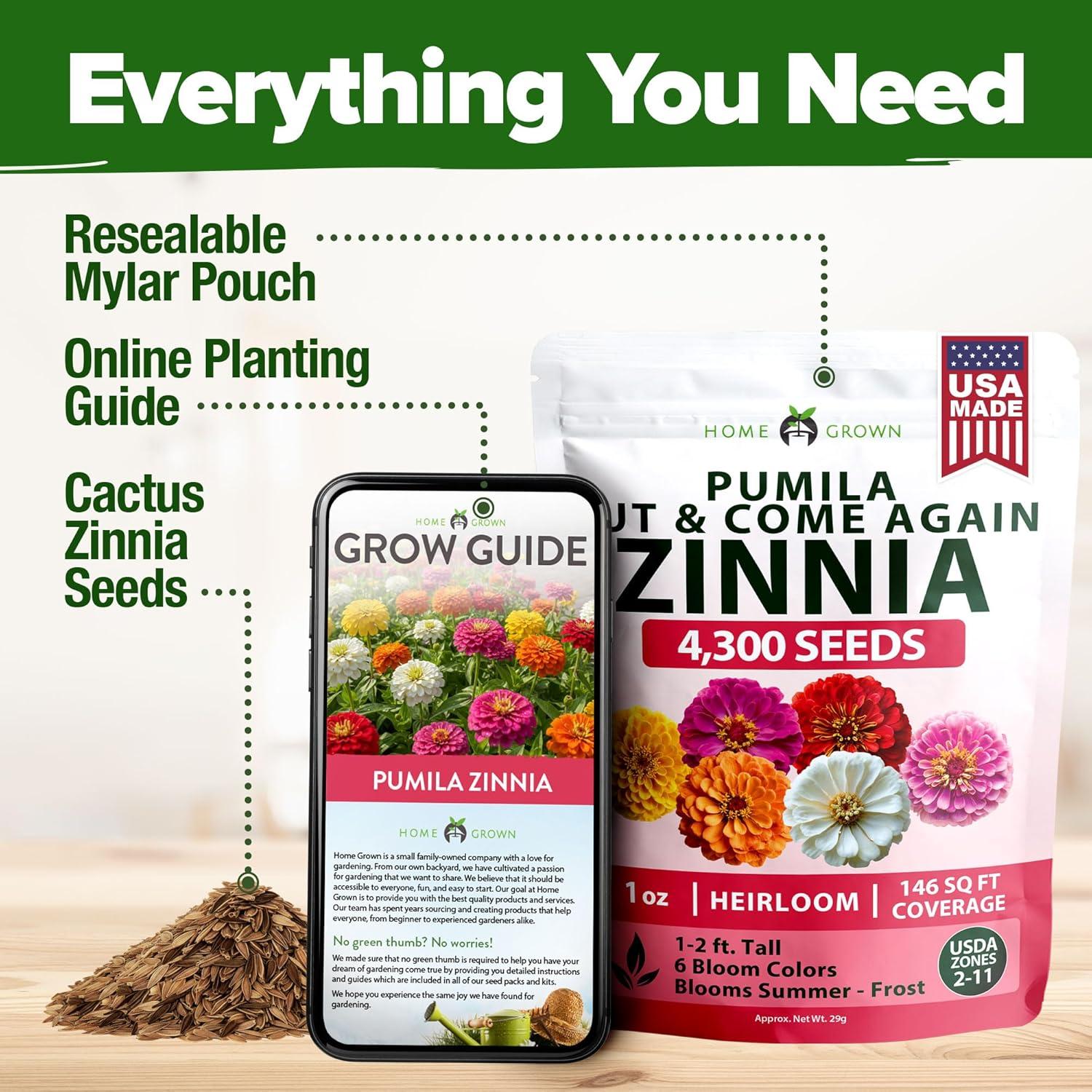 image:imageHOME GROWN Dwarf Zinnia Seeds Mix  4300 Pumila Zinnia Seeds for 2026  Zinnia Flower Seeds for Planting Outdoors  Colorful Cut Annual Flowers for Summer Gardens amp Containers Zinnia elegans