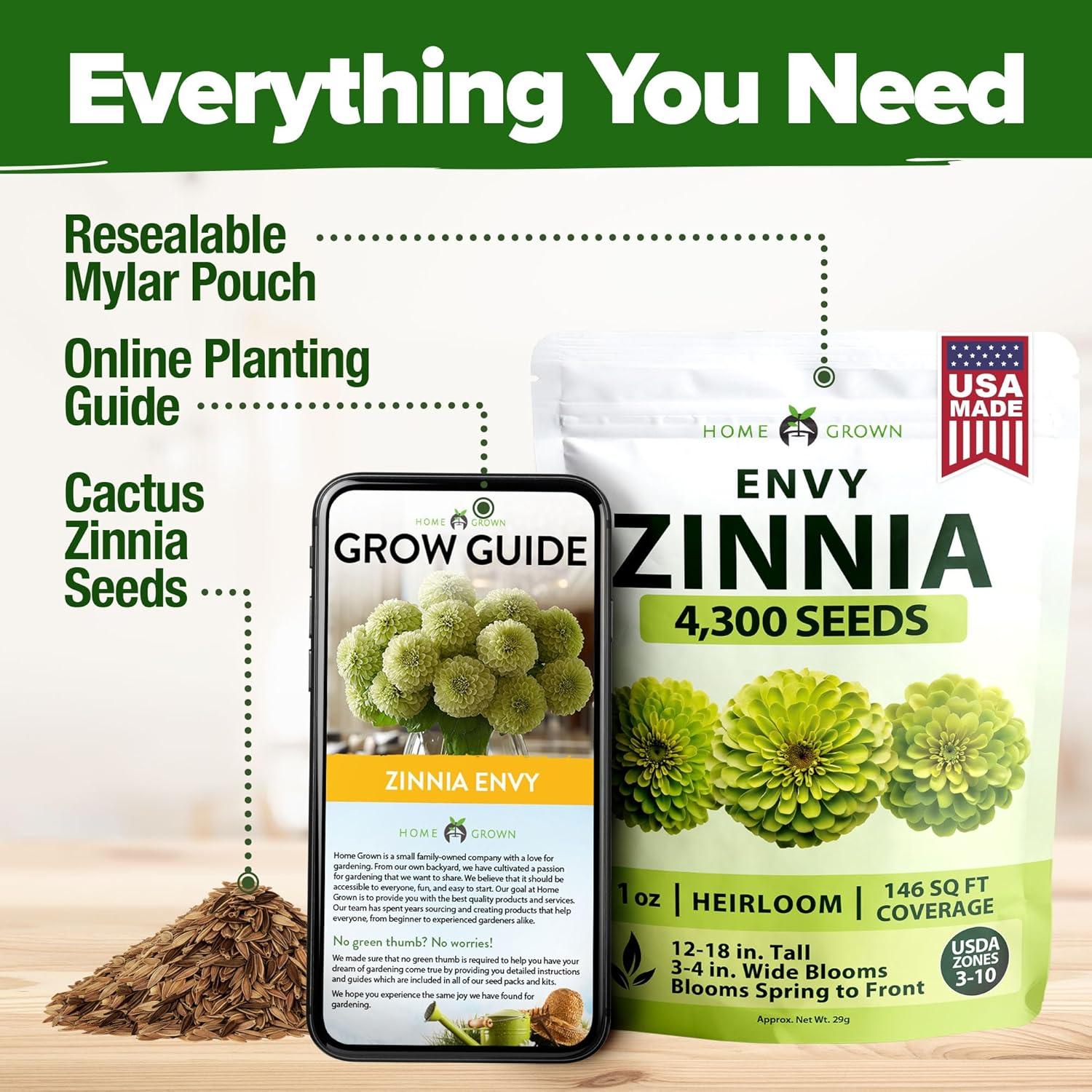 image:imageHOME GROWN Envy Zinnia Seeds 1g 4300 Rare Lime Green Annual Zinnia Flower Seeds for Planting FastGrowing Bulk Variety Premium Herb Seeds Garden Companion for 2026 Blooms Zinnia elegans