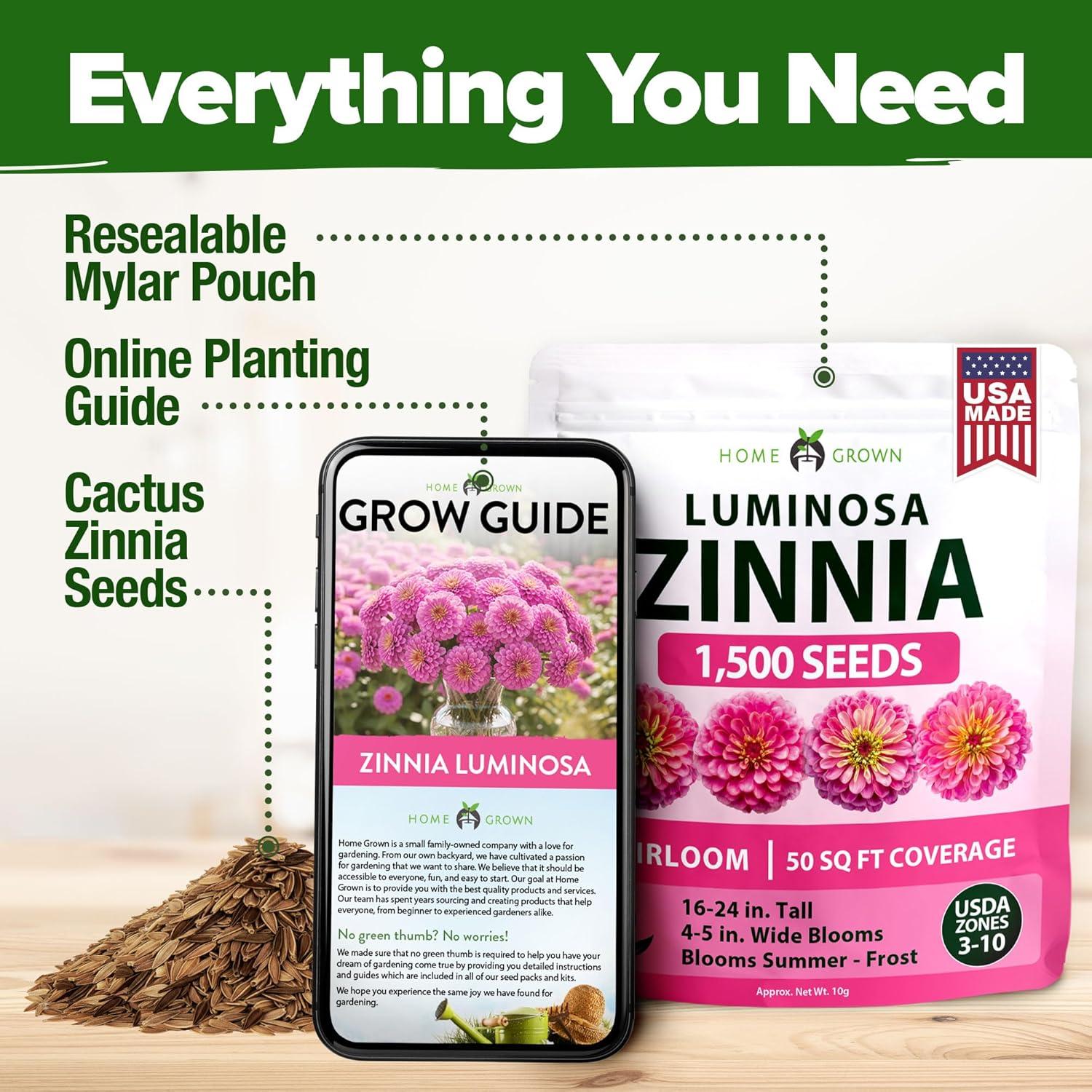 image:imageHOME GROWN Pink Zinnia Seeds 1500 Luminosa Zinnias Easy to Grow Annual Flower Seeds for Planting Outdoors for 2026 Fast Blooming Heat Tolerant Herb Seed Garden Companion Zinnia elegans