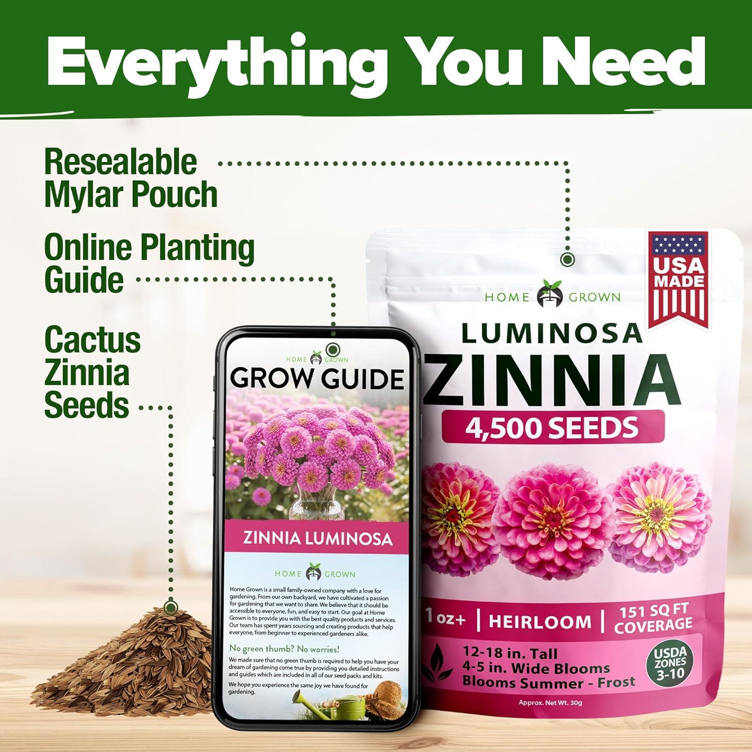 image:imageHOME GROWN Pink Zinnia Seeds 4500 Luminosa Zinnias Easy to Grow Annual Flower Seeds for Planting Outdoors for 2026 Fast Blooming Heat Tolerant Herb Seed Garden Companion Zinnia elegans