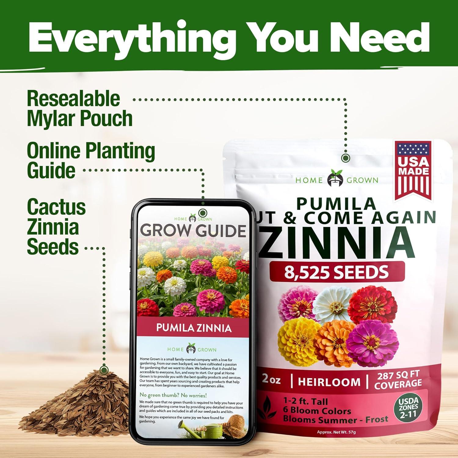 image:imageHOME GROWN Dwarf Zinnia Seeds Mix  8525 Pumila Zinnia Seeds for 2026 2oz  Zinnia Flower Seeds for Planting Outdoors  Colorful Cut Annual Flowers for Summer Gardens amp Containers Zinnia elegans