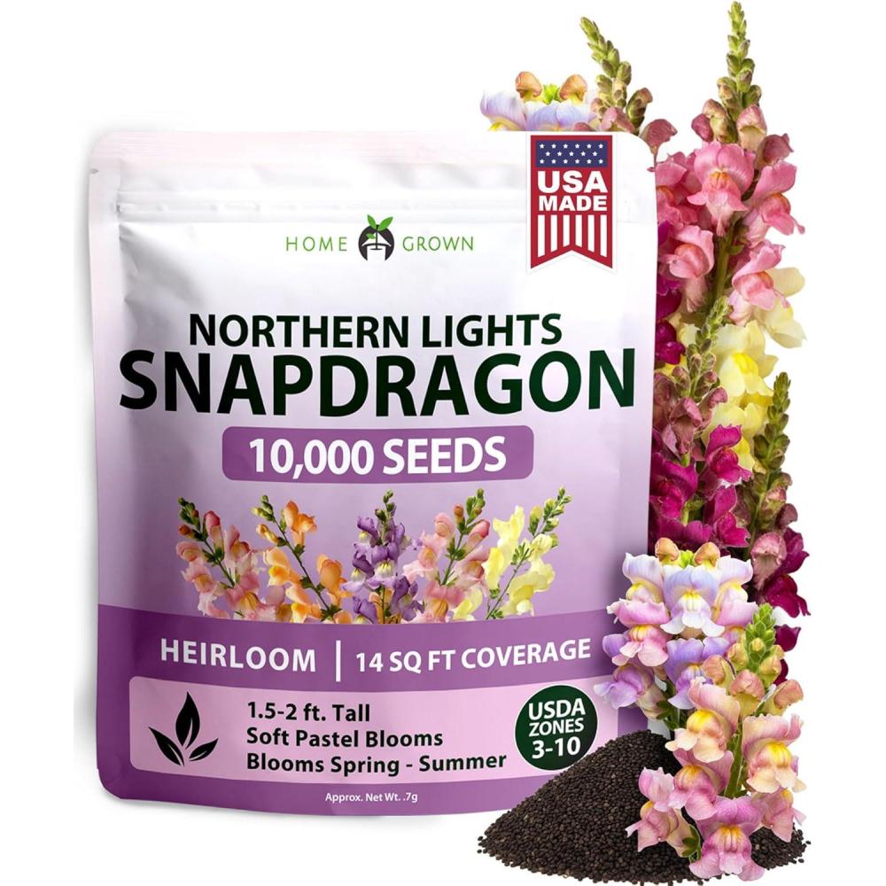 image:imageHOME GROWN Snapdragon Northern Lights Seeds 10000 Flower Seeds for Planting 2026 Spring Pastel Garden Blooms of Snap Dragon Pollinator Friendly Outdoor Cut Flowers Antirrhinum majus