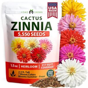 HOME GROWN California Poppy Ivory Castle 2500 Seeds 3.3g 2026 Spring Flower Seeds for Planting Outdoors, California Poppies, Bulk Perennial Self Seeding Flower Seeds (Eschscholzia Californica)(Zinnia Cactus – Large)